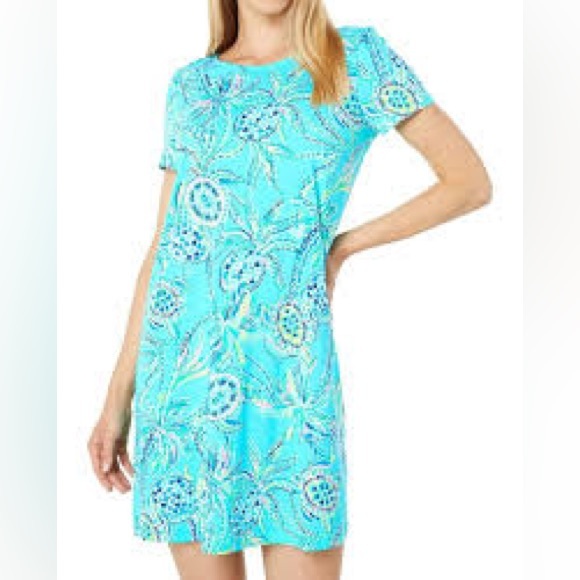 Lilly Pulitzer Kimi Swing Dress Resortwear Vacation Bermuda Blue Turtle Sz M - Picture 2 of 12